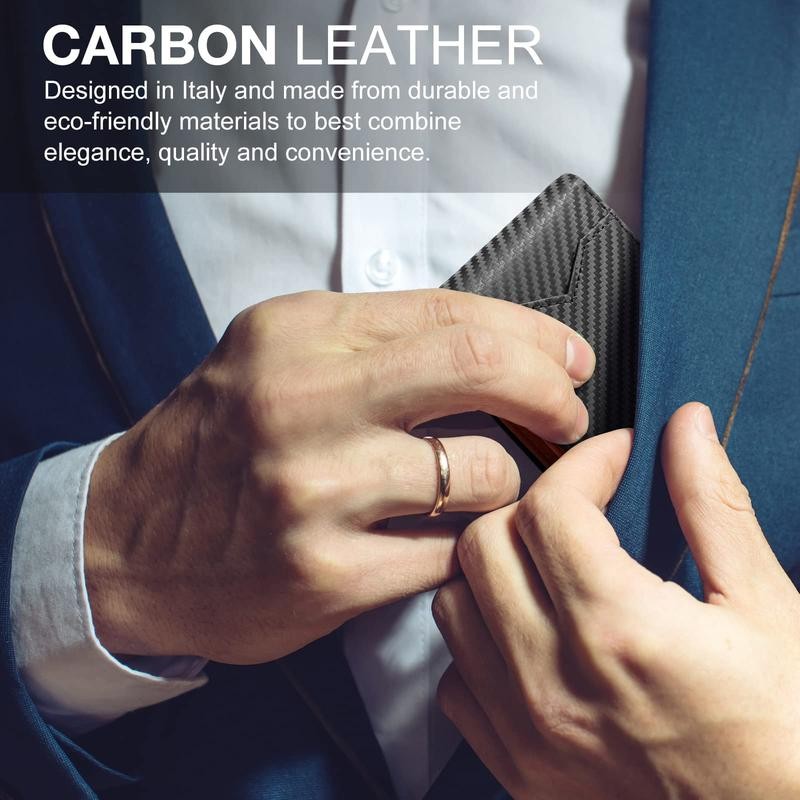 GSOIAX Men's Slim Wallet with RFID Blocking - Color: Black