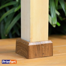 Prinfort 8pcs 4x4 Aluminum Deck Post Base Cover Outdoor, Decorative Post Covers for Basement Dark Burlywood, Square Post Skirts Trim for Railing丨Fence