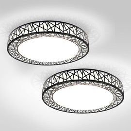 ASD 18 Inch LED Flush Mount Ceiling Light - Modern Matte Black Ceiling Light Fixture 35W 1992LM, 2700-5000K Adjustable Large Ceiling Lights for Kitchen, Bedroom, Hallway, Closet, ETL 2 Pack