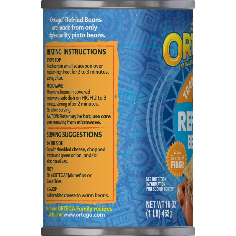 Ortega Refried Beans, Traditional, 16 oz