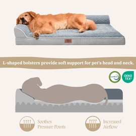 Comfort Expression Orthopedic Dog Bed for Large Dogs, Waterproof Dog Bed with Bolsters, Large Dog Bed with Removable Washable Cover & Non-Skid Bottom(Large,Grey)