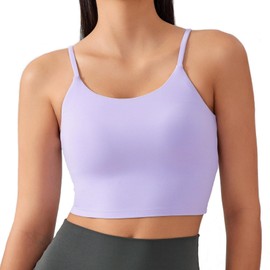 Lemedy Women Padded Sports Bra Molded Cup Fitness Workout Running Shirts Yoga Tank Top(XL, Light Purple)