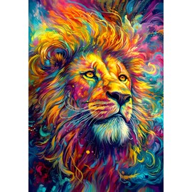 FLAJZ Paint by Numbers Adults, DIY Hand-Painted Oil Painting Set for Beginners and Adults, Acrylic Paint, Lion Children's Painting, Creative Home Decoration, Gift, Christmas (Oil Painting 9)