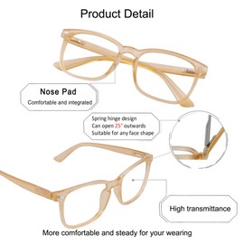 YEIN Progressive Multifocus Reading Glasses, Spring Hinge Blue Light Blocking Glasses for Women Men, No Line Multifocal Readers with Clear Lenses (champagne,+0.00/+2.50 magnification)