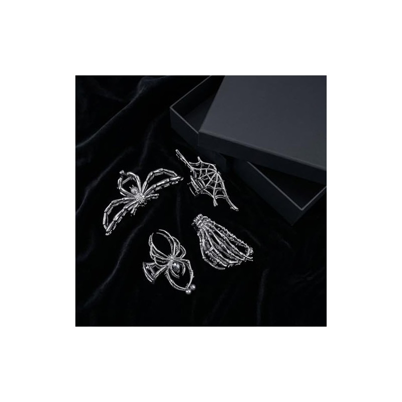 4 Piezas Pinzas Para Cabello Estilo Punk Con Strass, Diseños