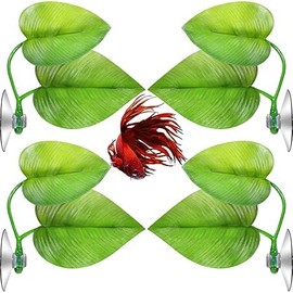 4 Pieces Betta Bed Leaf Hammock for Betta Fish, Lightweight and Realistic Resting Spot, No BPA, Practical, Comfortable and Safe(Double Leaf)