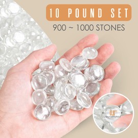 Houseables Glass Beads for Vases, Marbles for Vases, Glass Marbles, Vase Filler, Clear Beads, Flat Marble, Clear Gems, Crafts, Pebbles, Stones, Decorative Rocks, Plants, Florist, Floral, 10 LB, 1000PC