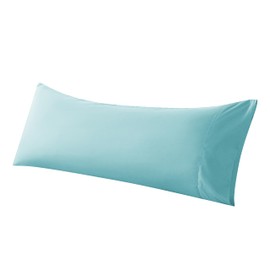 WhatsBedding Body Pillow Cover, Ultra Soft Microfiber Pillowcases, Breathable Long Pillow Case, Envelope Closure - Light Blue (20x54 inch)