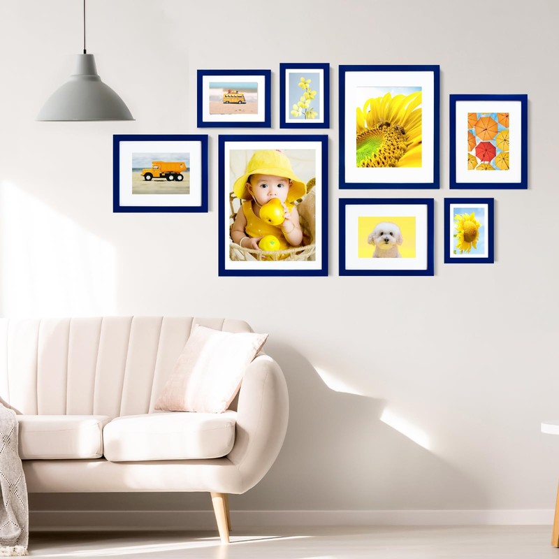 KINLINK 11x14 Picture Frame Navy, Solid Wood Frame 11x14 with