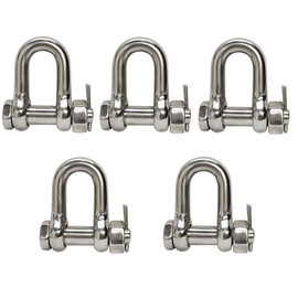 DBMIMPORTERS 5 PC Stainless Steel 3/16" Marine Bolt Screw Pin Chain Shackle D Anchor 500 LB