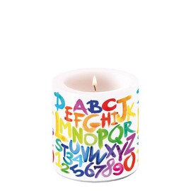 Children's Candles Colourful Letters and Numbers for Table Decoration Round Small Diameter 7.5 x 9 cm