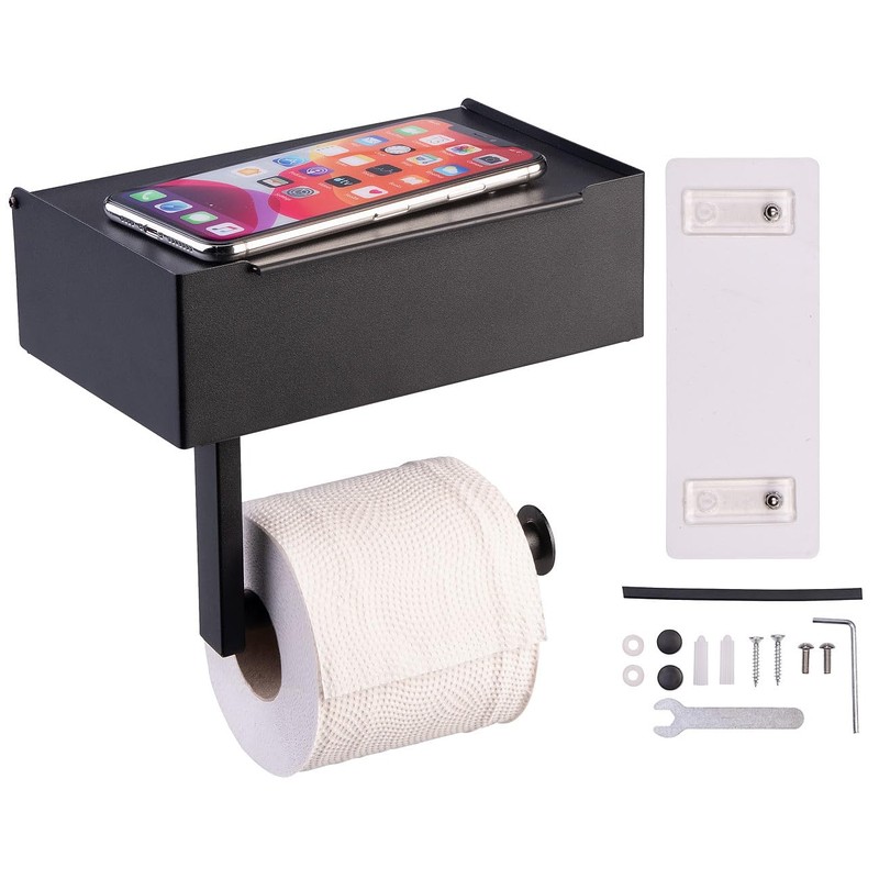 infactory WC Papier Halter: Toilettenpapierhalterung mit Feuchttücherbox, ohne Bohren, zum