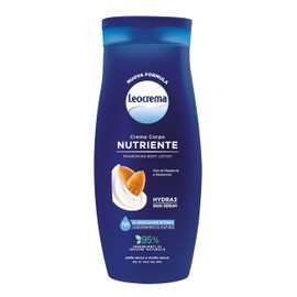 Leocrema Nourishing Body Cream for Dry and Dehydrated Skin with Almond Oil and Panthenol, Moisturising Body Cream for 72 Hours, 250 ml