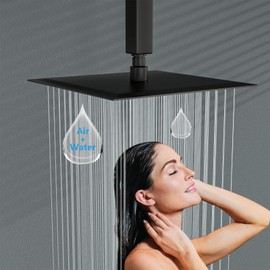 Lordear Black Rain Shower Head 16 Inch,Square High Pressure Stainless Steel Rainfall Shower Head 360° Rotation Waterfall Showerhead Full Body Coverage with Silicone Nozzle,Oversize