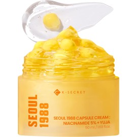 K-SECRET SEOUL 1988 Niacinamide Capsule Cream – Hydrating Face Moisturizer with 5% Niacinamide and Yuja Vitamin C Capsule Cream for Dark Spots, Uneven Skin Tone Korean Skincare, 50ml / 1.69 fl oz