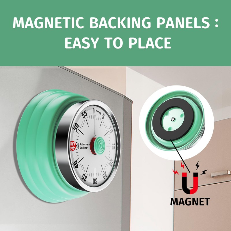 Mechanical Kitchen Timer, 60 Minute Visual Timers for Home Cooking