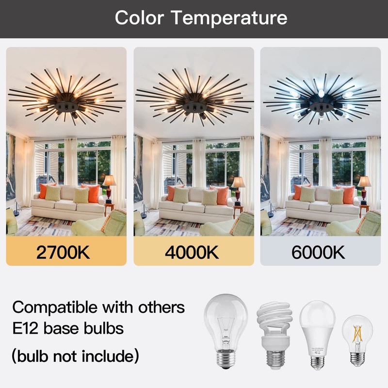 ZGLAOJT Semi Flush Mount 8 Light Ceiling Light Modern Metal