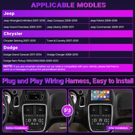 Leadfan Car Radio Stereo for Jeep Wrangler JK Compass Grand Cherokee Dodge Ram 1500 2500 3500 with Wireless Carpaly Android Auto 10.1'' Touch Screen In-Dash GPS Navigation Bluetooth WIFI Backup Camera