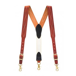 Suspender Store Handcrafted Chain Stitched Western Leather Suspenders - 1.5-Inch Wide - Trigger Snap - Medium - 39-42 Inches - Brown