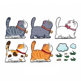 Pet Cat Cat Stickers Set of 5 Cat Cartoon Stickers Car Cute Waterproof Sticker Funny Sticker Ceiling Wall Window Refrigerator Door Motorcycle Bicycle Easy to Install Universal Car Decal Creative