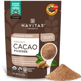 Navitas Organics Cacao Powder - Cocoa Powder Substitute 1:1, For Hot Chocolate, Baking & More - Regenerative Organic Certified, Non GMO, Fairtrade, Gluten Free, Non-alkalized (8oz. Bag, 38 Servings)