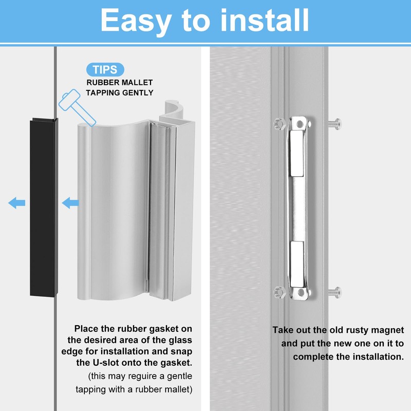 VYH 3-3/4" Aluminum Frameless Shower Door Handle with Metal Strike,