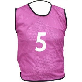 10 MESH BIBS FOOTBALL TRAINING SPORTS BIBS PRINTED NUMBER (1-10 OR number of your choice) Front & Back (Purple, Small Boys (U 8's))