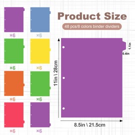 8-Tab Colorful 3-Ring Binder Dividers with Customizable Index Tabs - Durable Plastic Page Dividers for Letter Size (8.5x11), 126 Tabs in 3 Sets (Rainbow Colors)