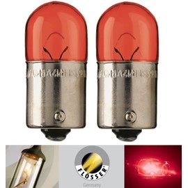 Flosser Incandescent R5W 5W 402509 BA15s G18 Red Rear Tail Side Marker Light Bulb Replacement (Pack of 2) Made in Germany