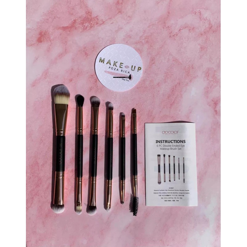 Docolor Set Brochas Ojos Doble 6 Pzas Rose Gold X