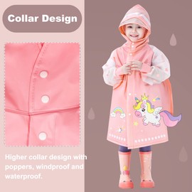 Fewlby Kids Raincoats For Girls Boys Waterproof Rain Jacket Cartoon Unicorn Children Toddler Rain Wear Children Rain Poncho 3XL Size 11-12 Years