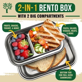 GreenLunch Bento 3 en 1 Caja de acero inoxidable bento