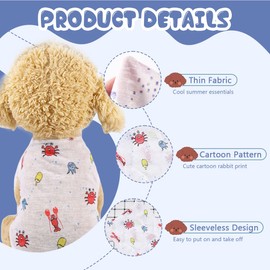Vavious Cotton Dog Shirt - Summer Lightweight T-Shirts, Breathable Pet Apparel Tank Top, Cute Cartoon Ocean Creature Print Cat Vest, Cooling Outfit - Medium