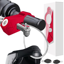 Motorcycle Handlebar Lock Grip, 2 in 1 Function with Handlebar Lock & Helmet Lock, Heavy Duty Anti-Theft Locking Device, Ultimate Security Accessory for Scooters, ATVs, Electric Bikes - Wine Red