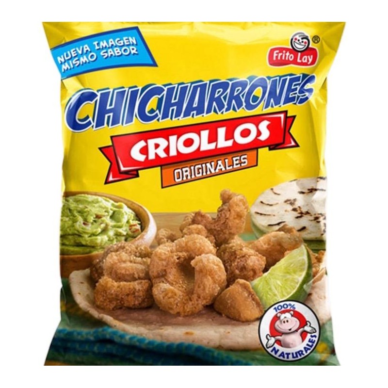 Pork Flavored Chicharrones Criollos original from Guatemala. Snack dorito -