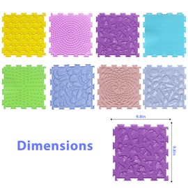 AUMAYCO Sensory Floor Mats 8Pcs, Fun Rainbow Set of Sensory Mat Assorted Pattern Sensory Play Mats for Floor, Foot Massage Mats, Game Mats, Orthopedic Floor Mats, Candy Colors