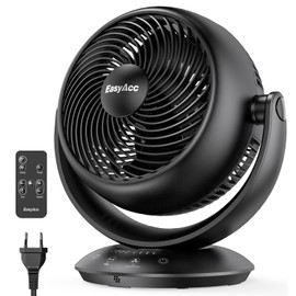 EasyAcc Ultra Quiet Fans for Bedroom 25dB, 3D Auto Air Circulator Desk Fan with Remote, 90° Vertical+90° Oscillating Fan, Powerful Airflow, 12H Timer, 12 Inch Table Fan for Desk Bedroom Office Home