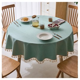 CIEEIN CIEHT Polyester Tablecloths Round Table cloth Tablecover Home Hotel Restaurant Party Table Covers Simple Green A Round 120cm