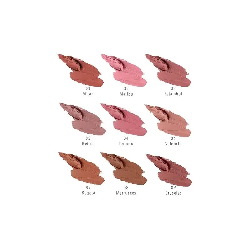 Bissú - Set De 9 Labiales Acabado Mate Tonos Nude.