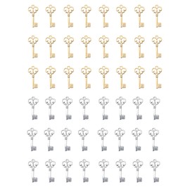 Ruwado 50 Pcs Key Charms Silver Gold Mini Metal Vintage Retro Jewelry Making Kit for Necklace Bracelets Keychain Earring DIY Jewelry Finding Gift Idea Christmas