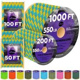 TECEUM - Cuerda de nailon utilitaria para sol, 50 pies - 4 mm - Cuerda resistente - Cuerda de campaña - Cuerda de calibración al aire última intervensión - Equipo y equipo de senderismo - Cuerda EDC -