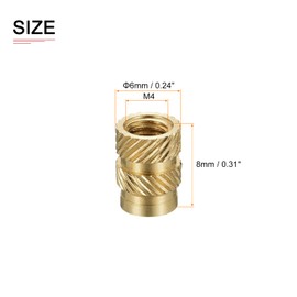 DTGN M4x8mmx6mm(ID x L x OD) Knurling Insert Nuts - 30 Pack - Plastic Shell - Brass Female Thread Sleeve Insert Nuts