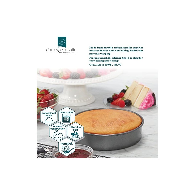 Chicago Metallic Molde para pasteles redondo antiadherente profesional , 8