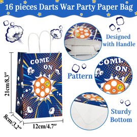 gisgfim 16 Pieces Dart War Party Supplies Bags War Birthday Party Goody Treat Paper Bags Party Decorations Dart Theme Baby Shower Birthday Party Gifts