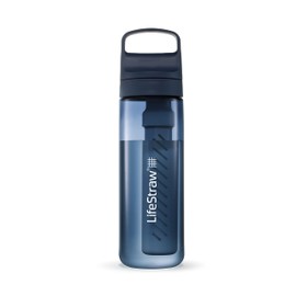 LifeStraw Go Series Water Filter Bottle - BPA-Free, Removes Bacteria, Parasites, Microplastics, Improves Taste, 22oz, Aegean Sea