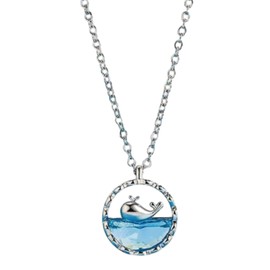 1 Piece Blue Sea Whale Necklace Collarbone Chain, Bohemian Necklace, Women's Pendant Necklace, Fashion Necklace, Women's Jewellery, Silver