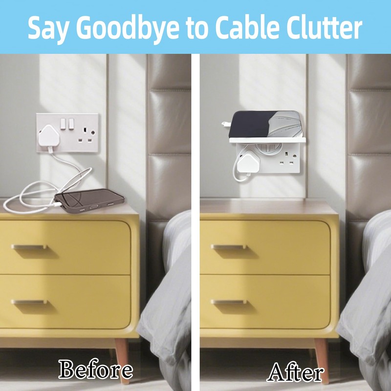 Double Socket Speaker Shelf, Outlet Shelf Wall Holder for Kitchen