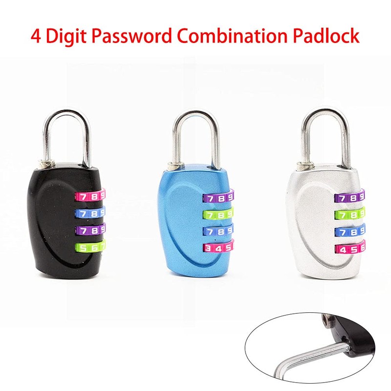 4-Digit Password Lock, 2 Pack Combination Locker Padlock with Colorful