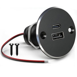 Obeaming 12V USB Outlet All-Aluminum QC 3.0 USB-A & USB-C PD3.0 Dual High-Speed Charger Socket, Recessed Mount Type-A Type-C Port for Camper Van Trailer RV Boat Truck (Big Version)