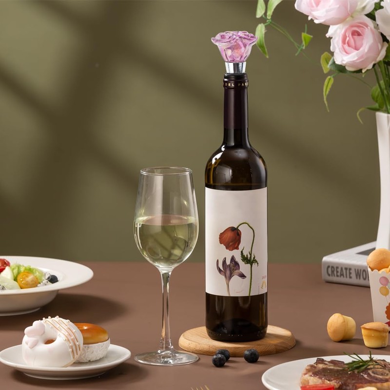 2 PACK Rose Wine Stopper, Bottle Stopper Wine Saver, Reusable